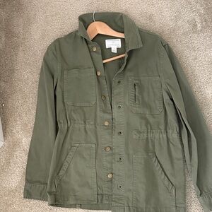 Caslon Green Utility Jacket with Snap Buttons